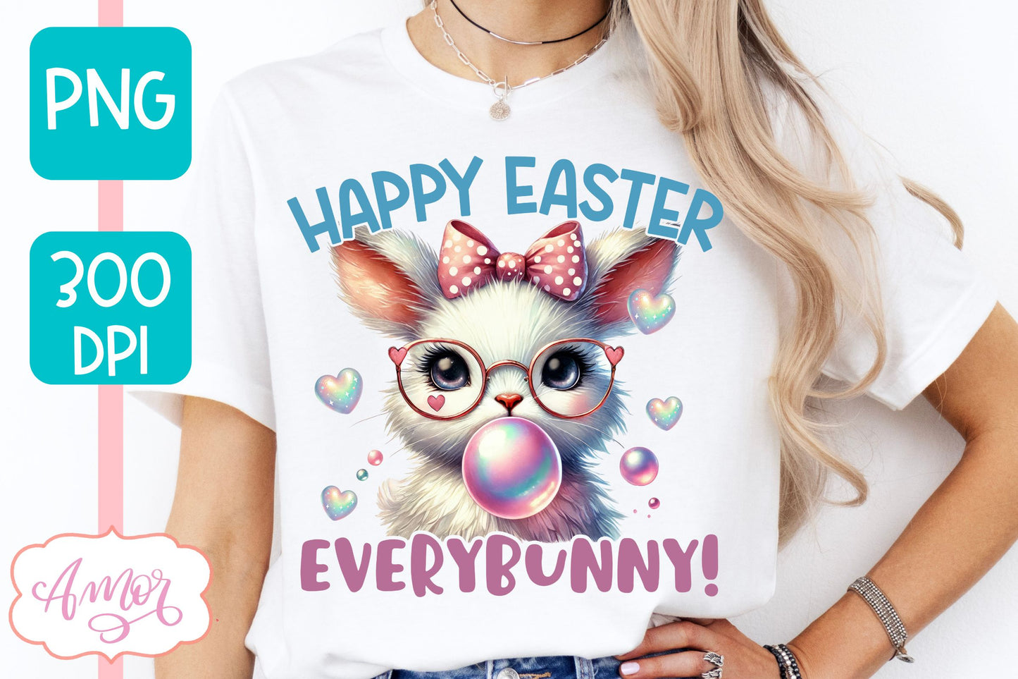 Happy Easter sublimation PNG | Cute Easter bunny bubble gum