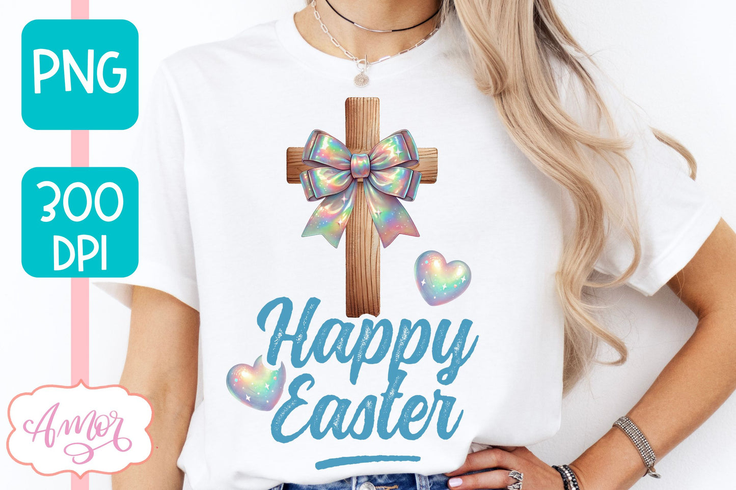 Christian Easter sublimation PNG | Coquette cross PNG design