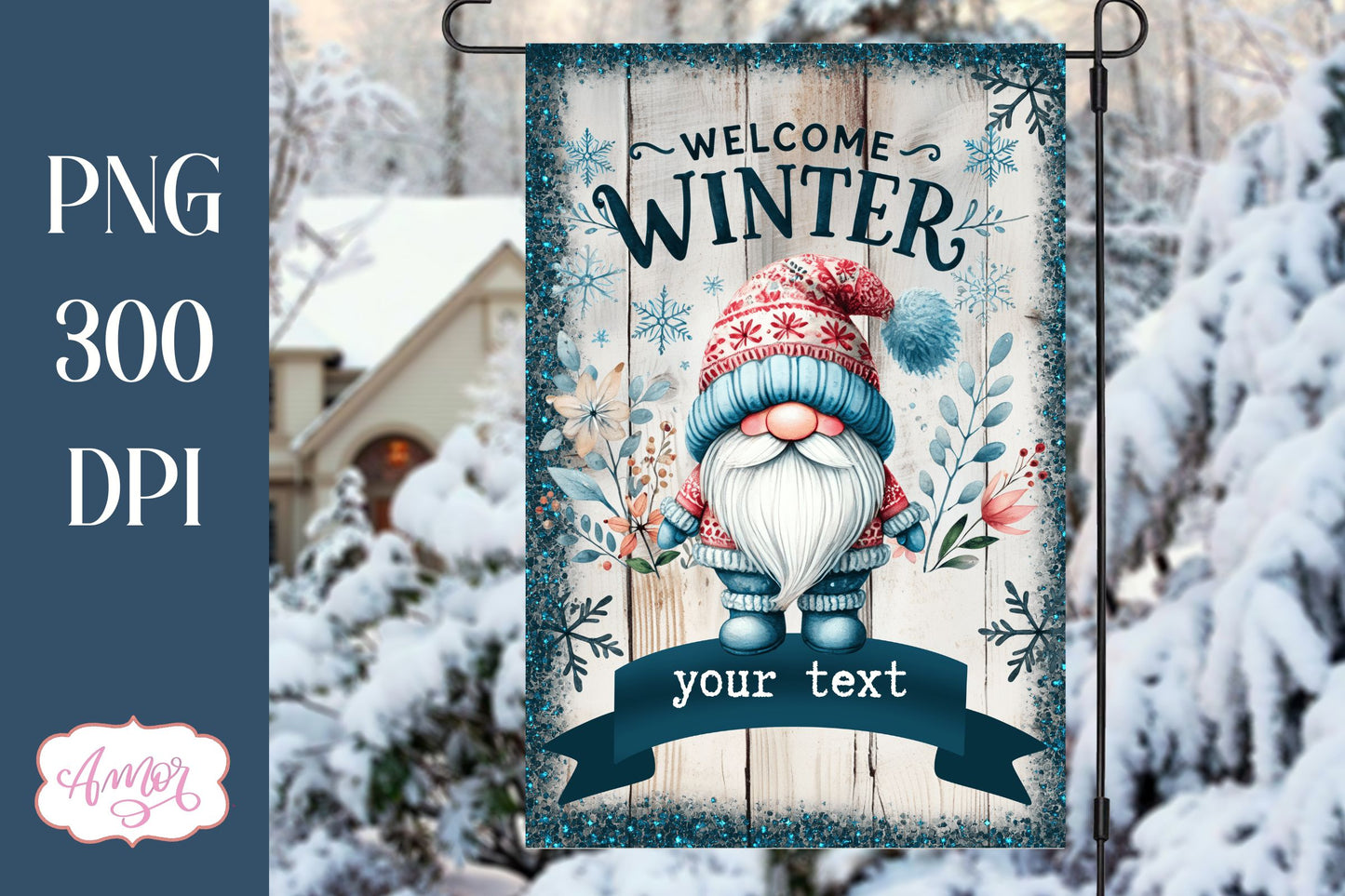 Welcome winter garden flag sublimation PNG BUNDLE