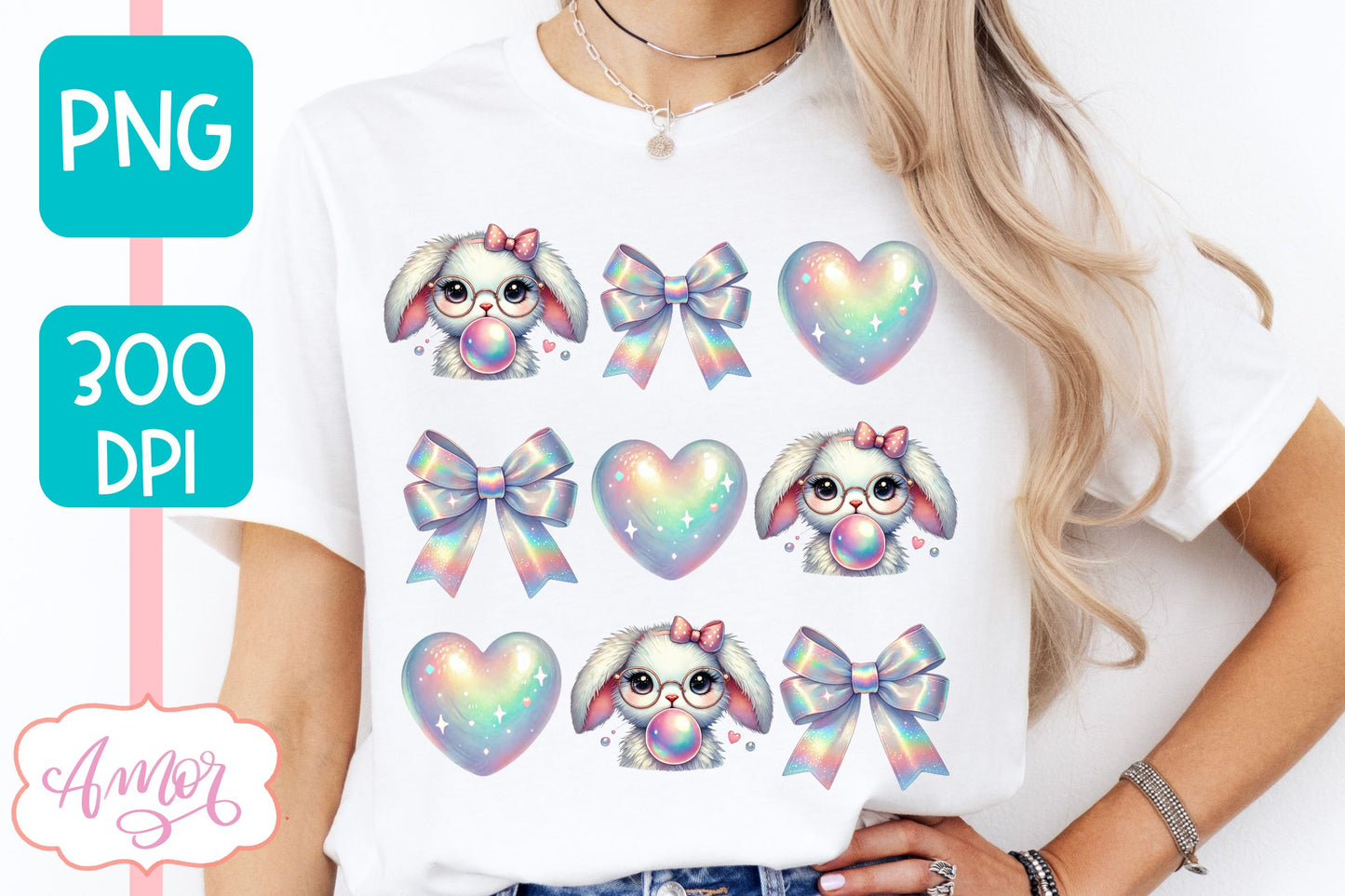 Cute Easter sublimation PNG | Coquette bunny PNG design
