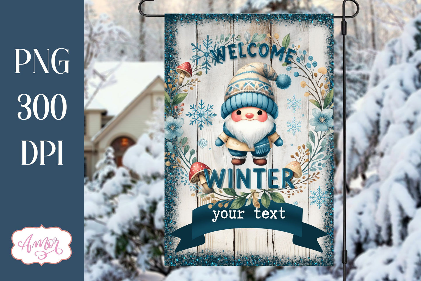 Welcome winter garden flag sublimation PNG BUNDLE