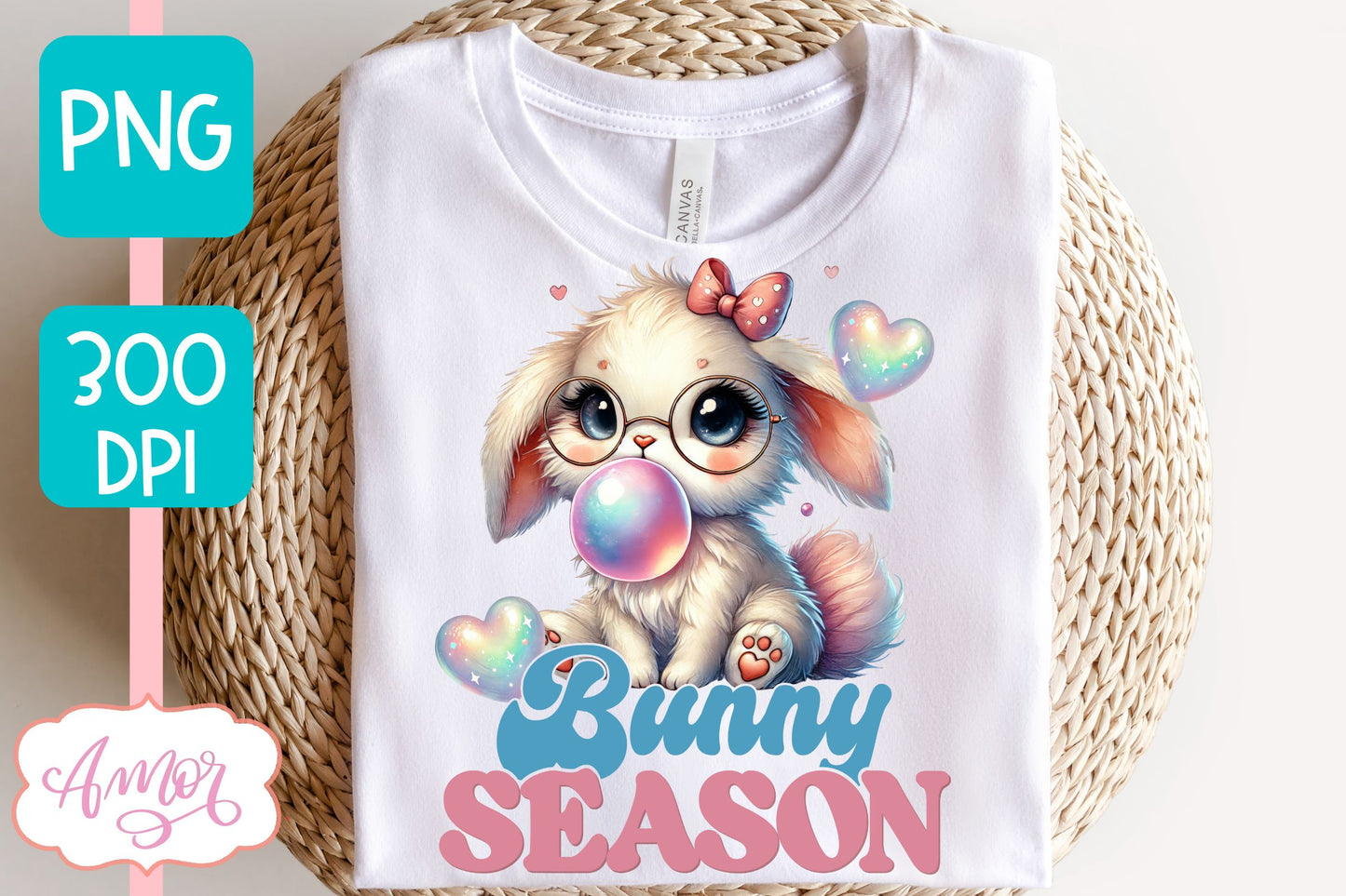 Bunny season sublimation PNG | Cute Easter bunny bubble gum