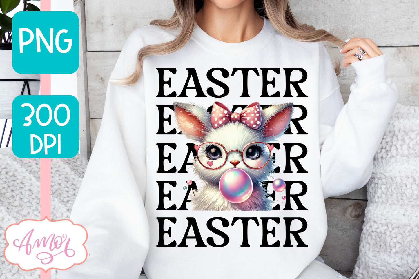 Cute Easter sublimation PNG | Coquette bunny PNG design