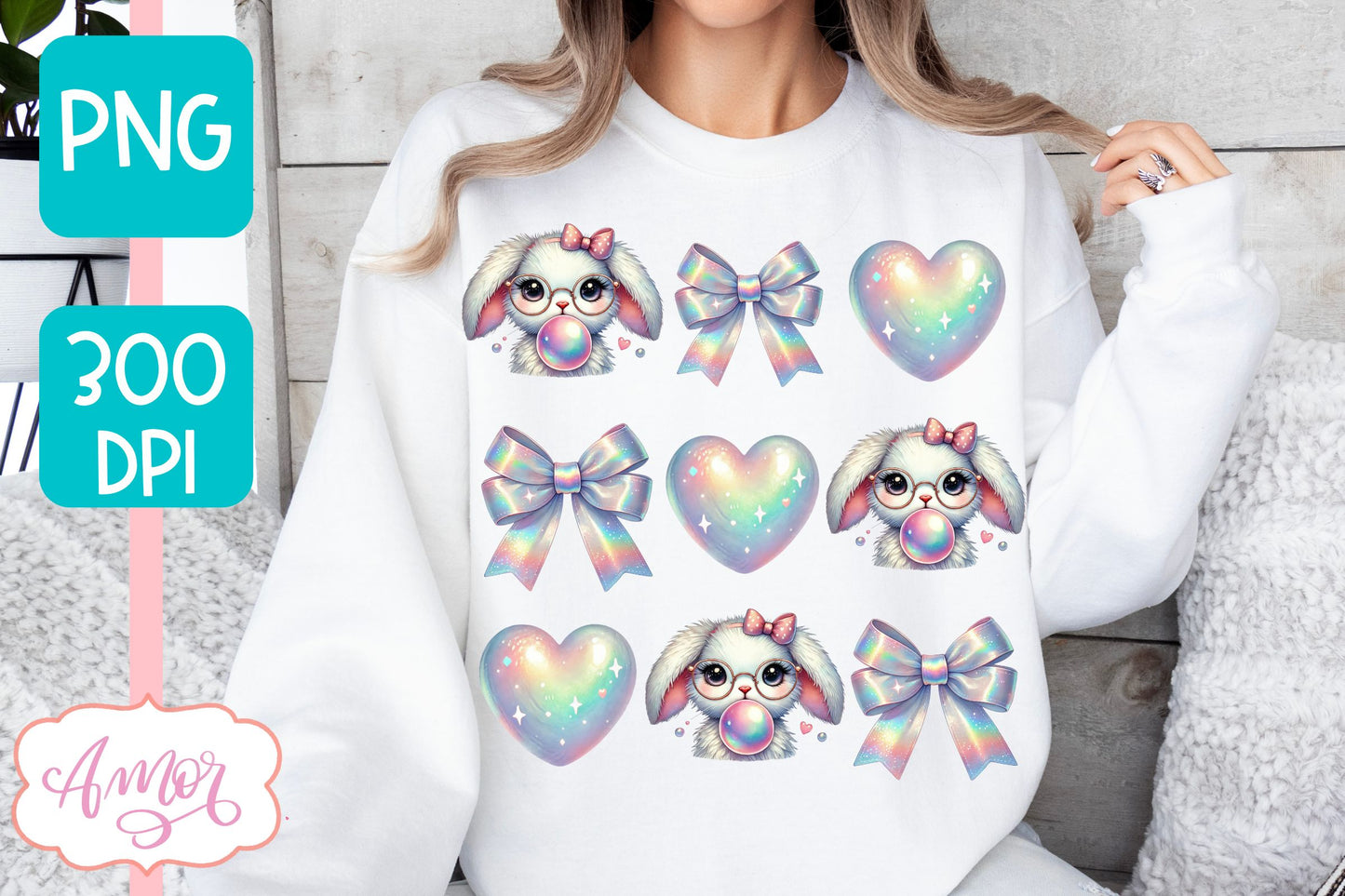 Cute Easter sublimation PNG | Coquette bunny PNG design