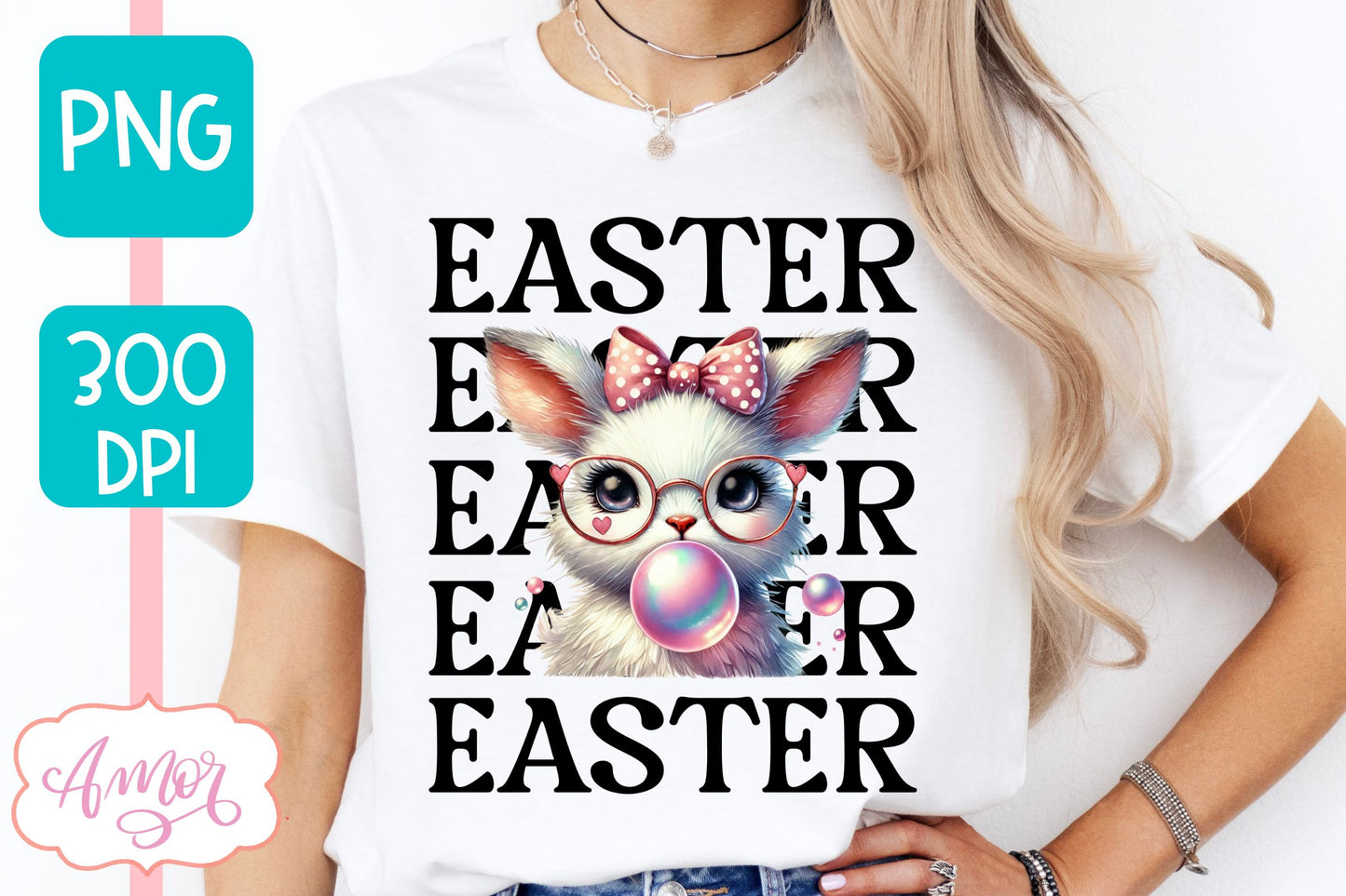 Cute Easter sublimation PNG | Coquette bunny PNG design