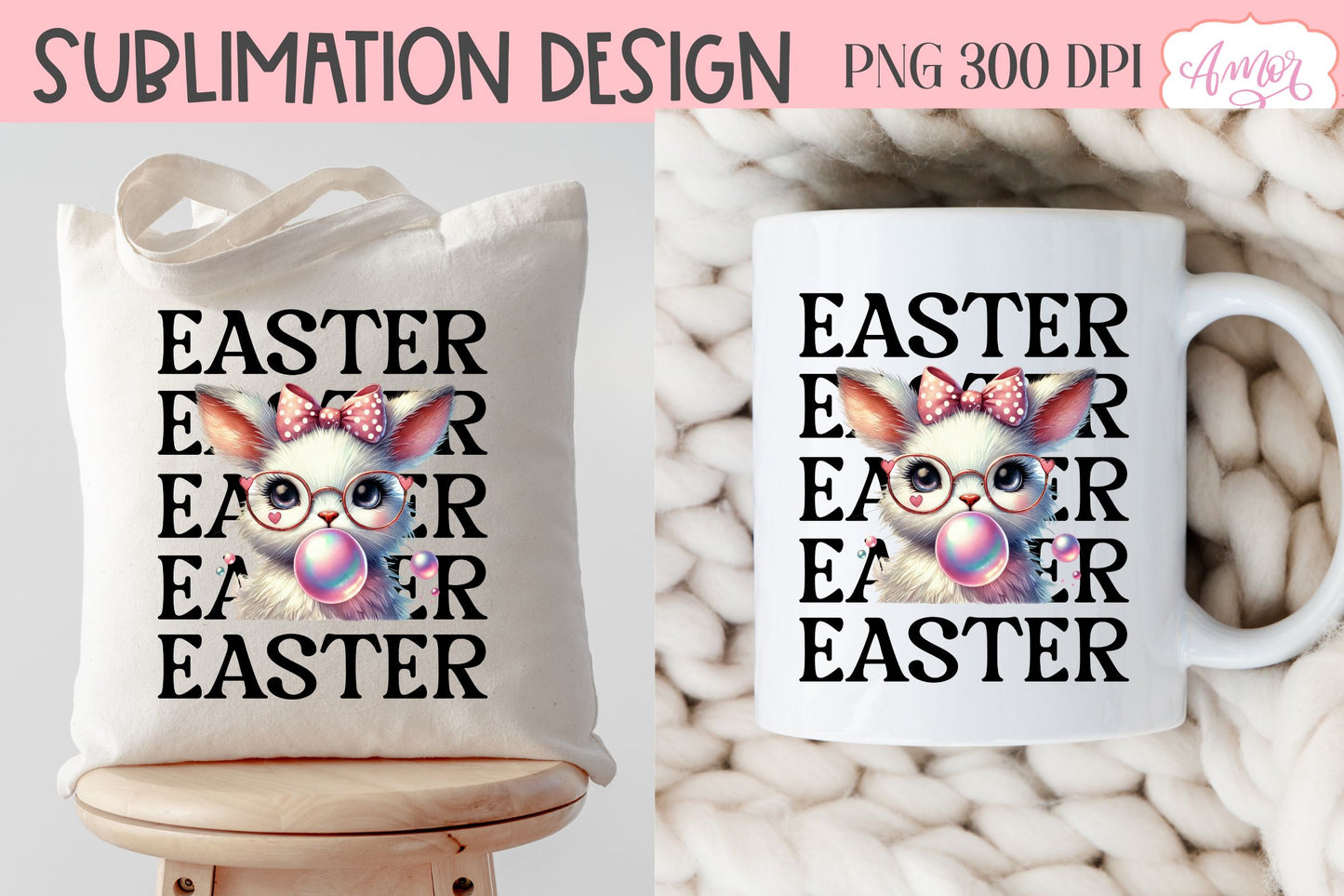 Cute Easter sublimation PNG | Coquette bunny PNG design