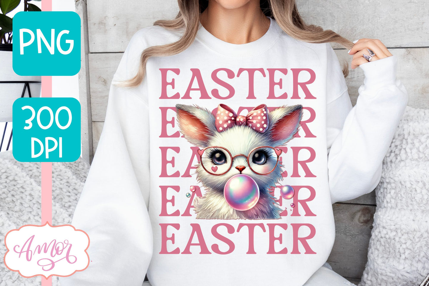 Cute Easter sublimation PNG | Coquette bunny PNG design
