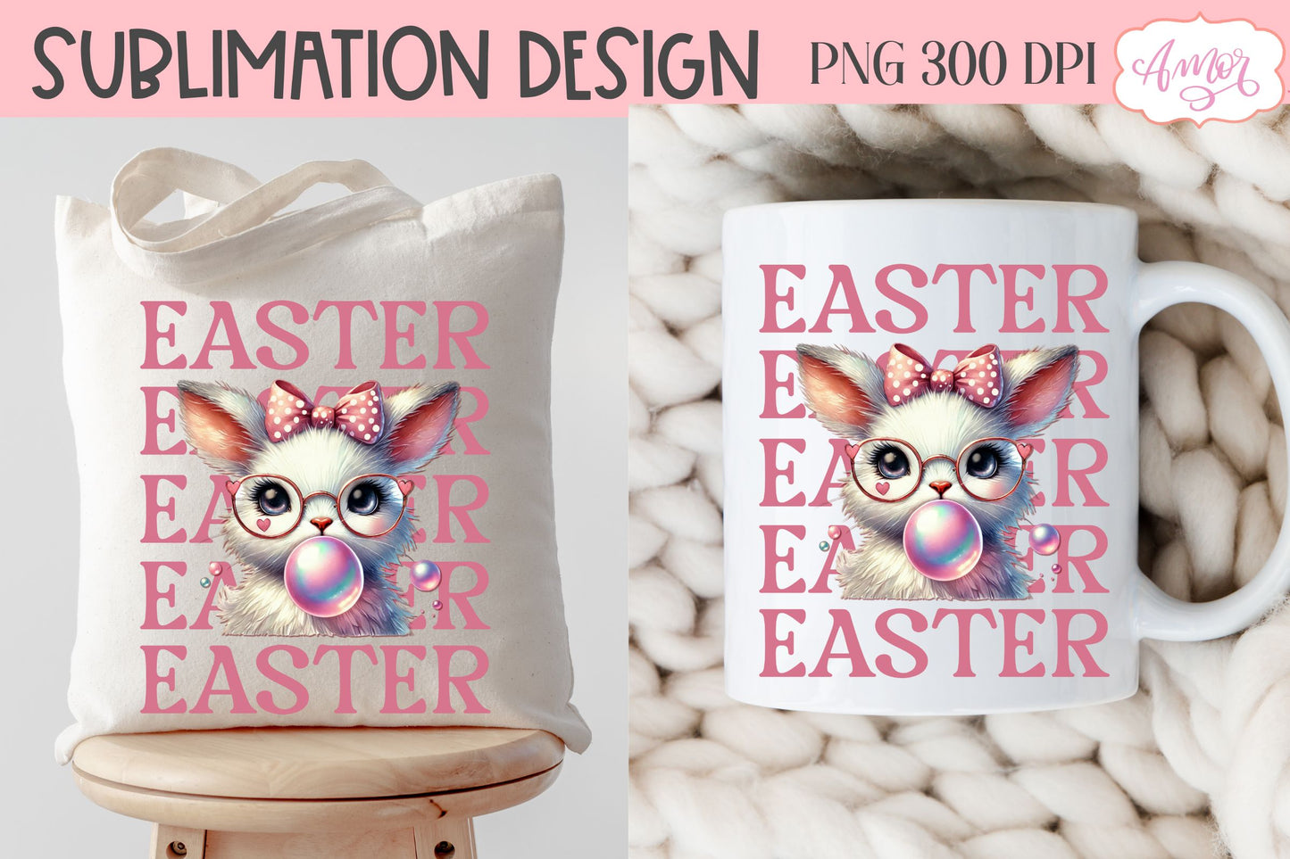 Cute Easter sublimation PNG | Coquette bunny PNG design