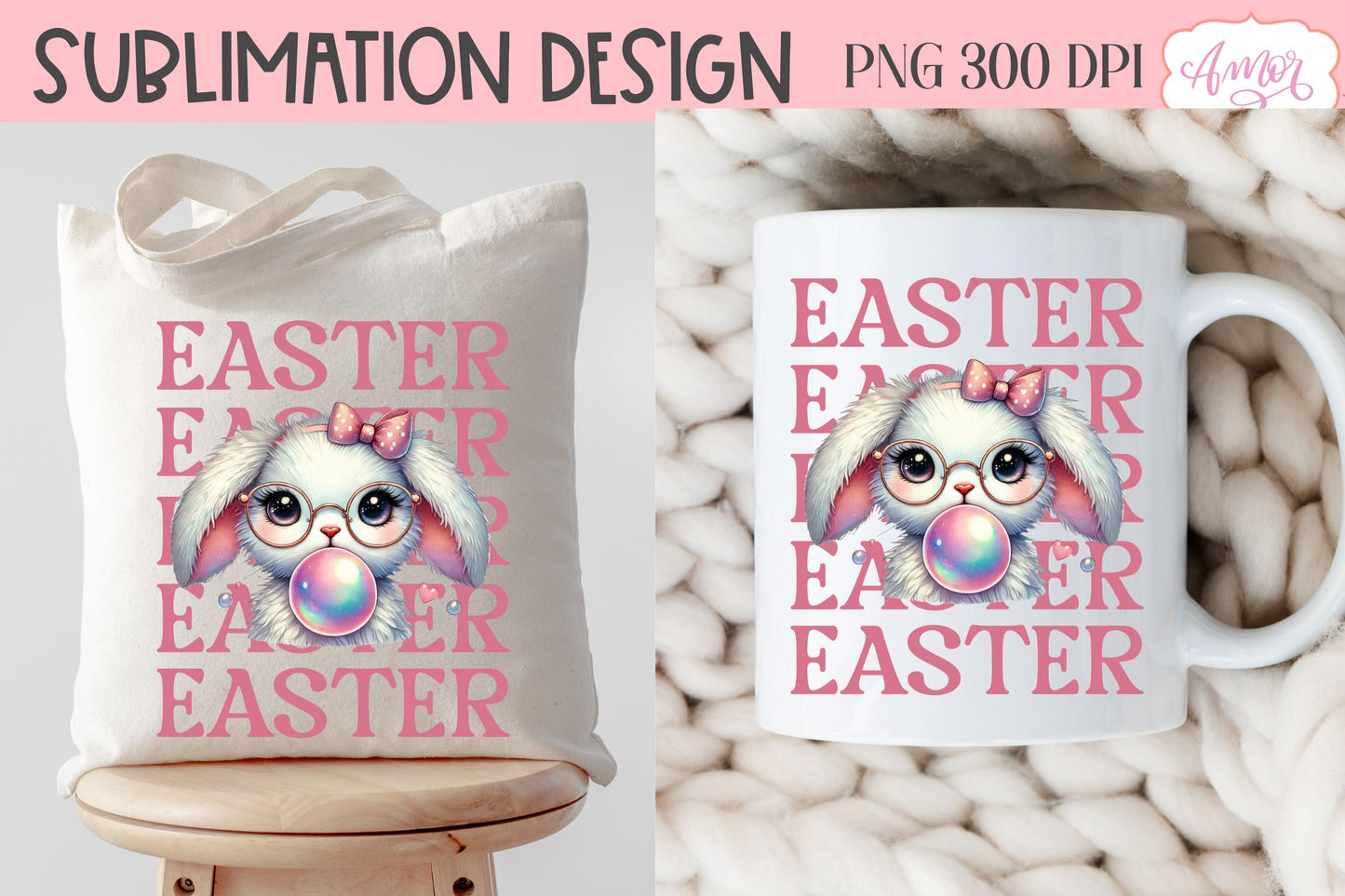 Cute Easter sublimation PNG | Coquette bunny PNG design