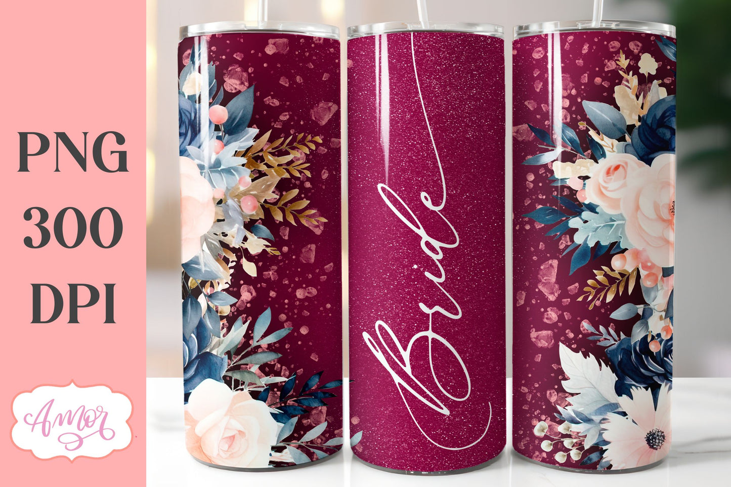 Burgundy wedding Tumbler Wraps sublimation BUNDLE