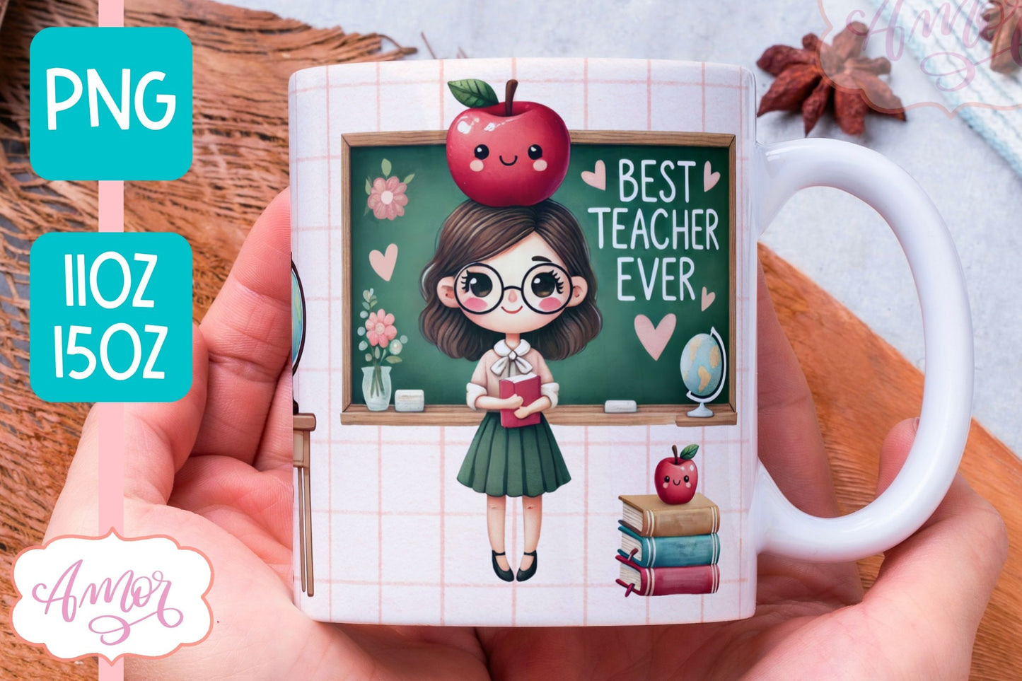 Best Teacher Ever Mug Wrap for Sublimation BUNDLE