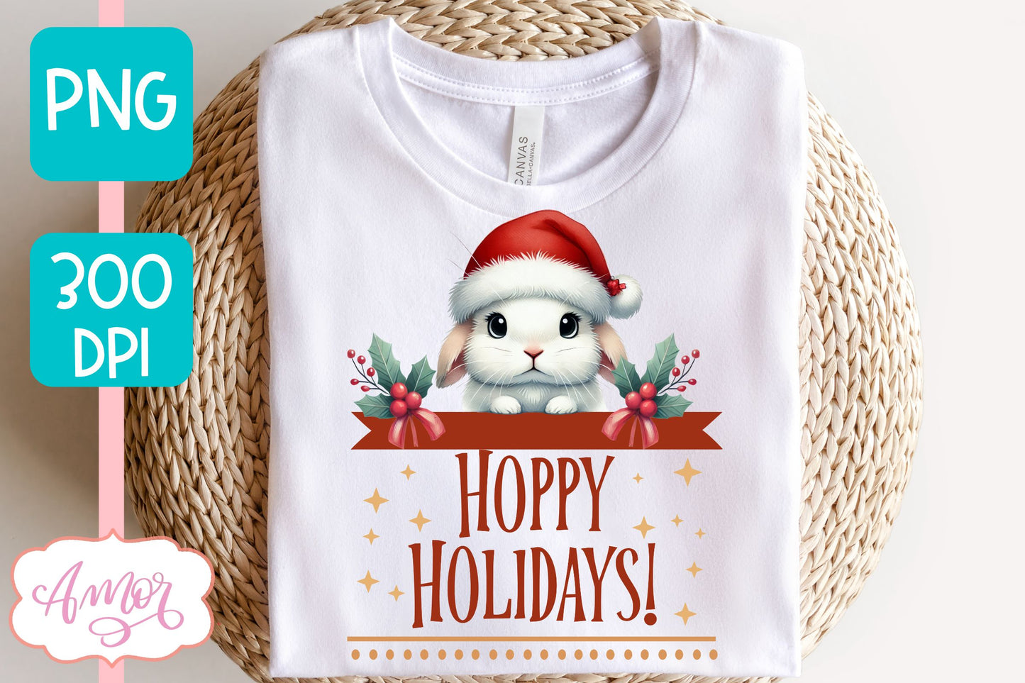 Hoppy Holidays PNG | Bunny lover sublimation design