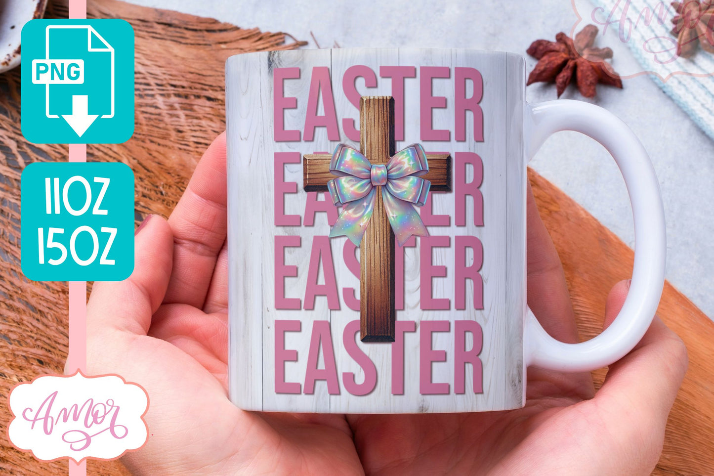 Christian Easter Mug Wrap PNG | Coquette Easter mug PNG
