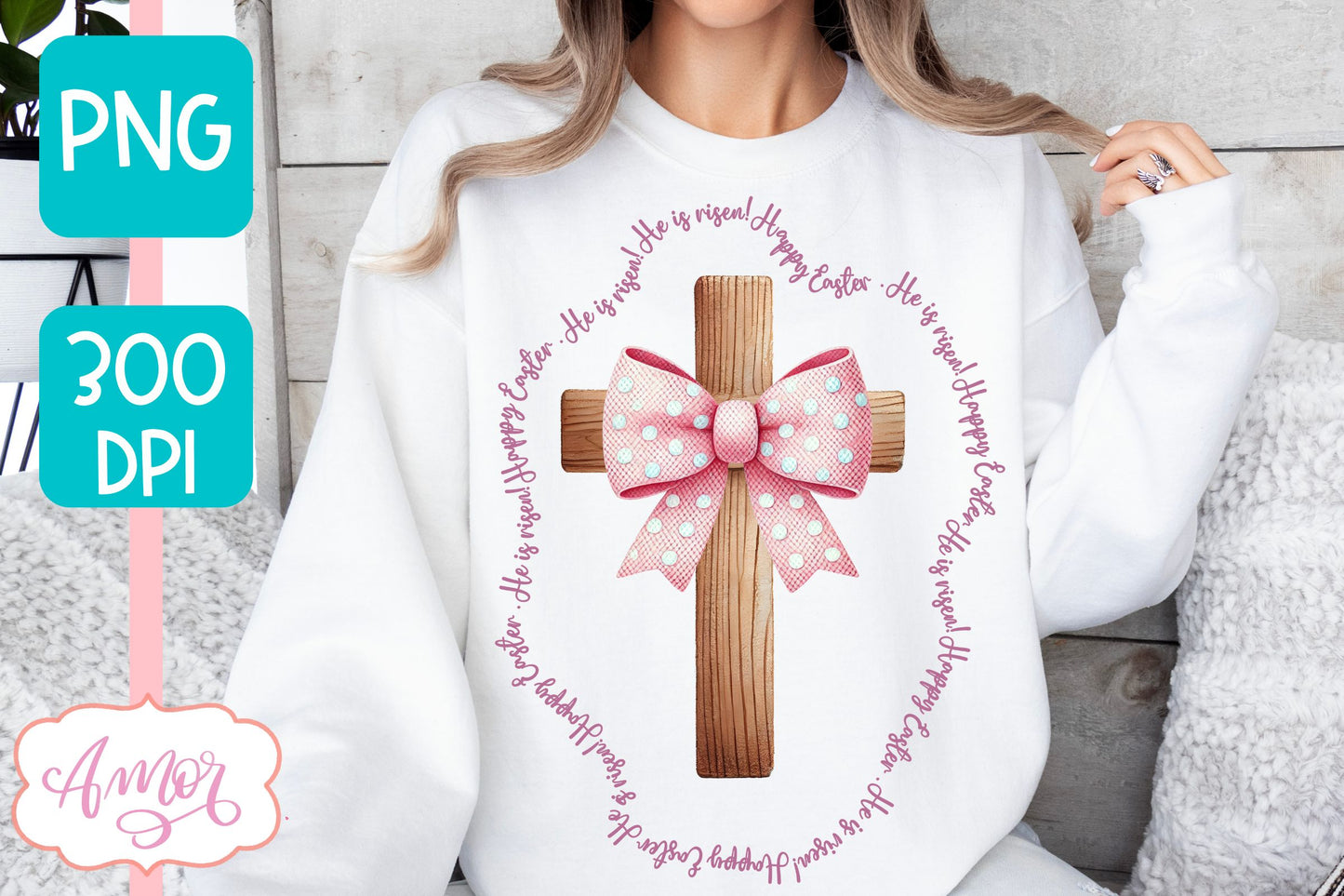 Christian Easter sublimation PNG | Coquette cross PNG design