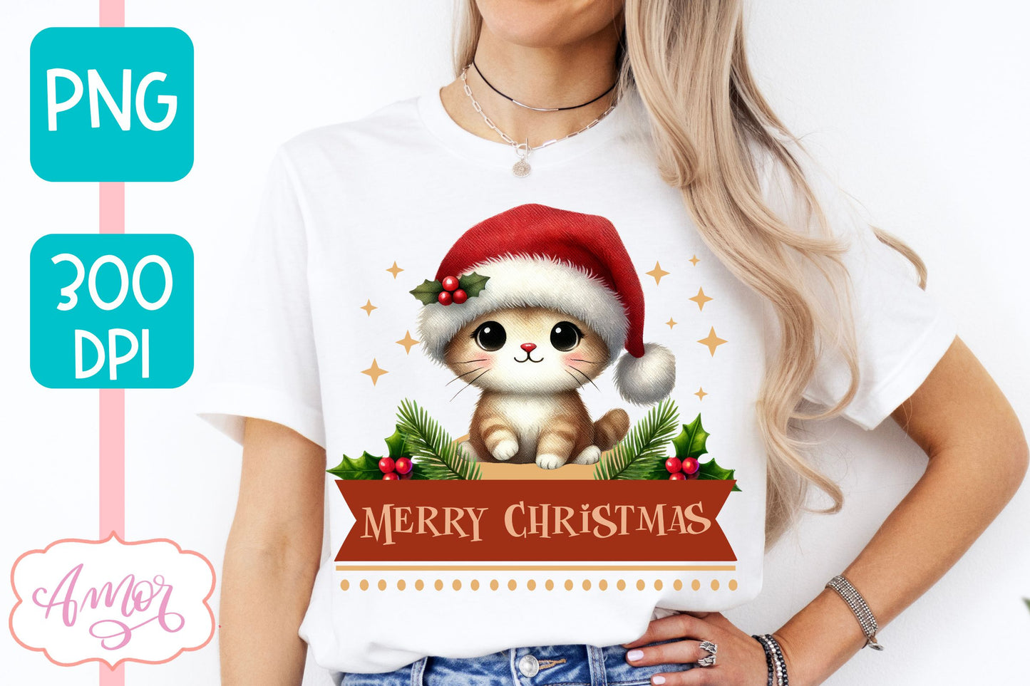 Merry Christmas PNG | Cute Christmas cat PNG