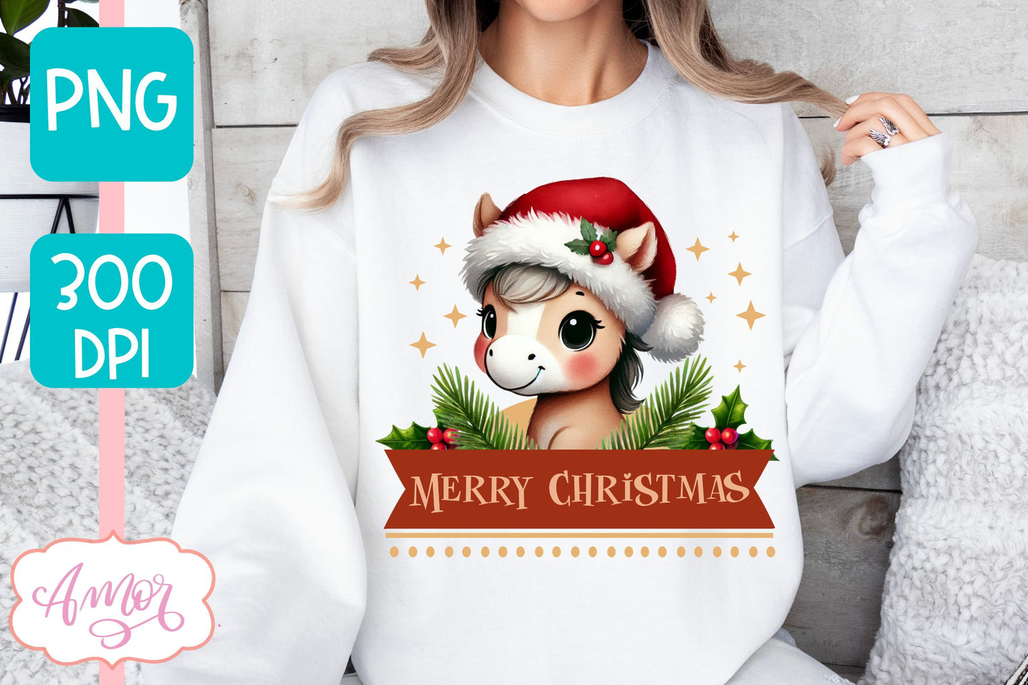 Merry Christmas PNG | Cute Christmas horse PNG