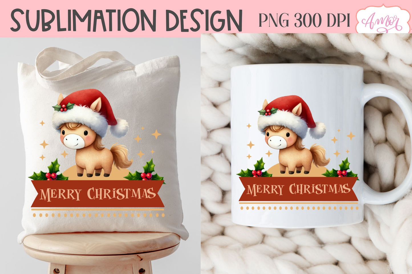 Merry Christmas PNG | Cute Christmas horse PNG