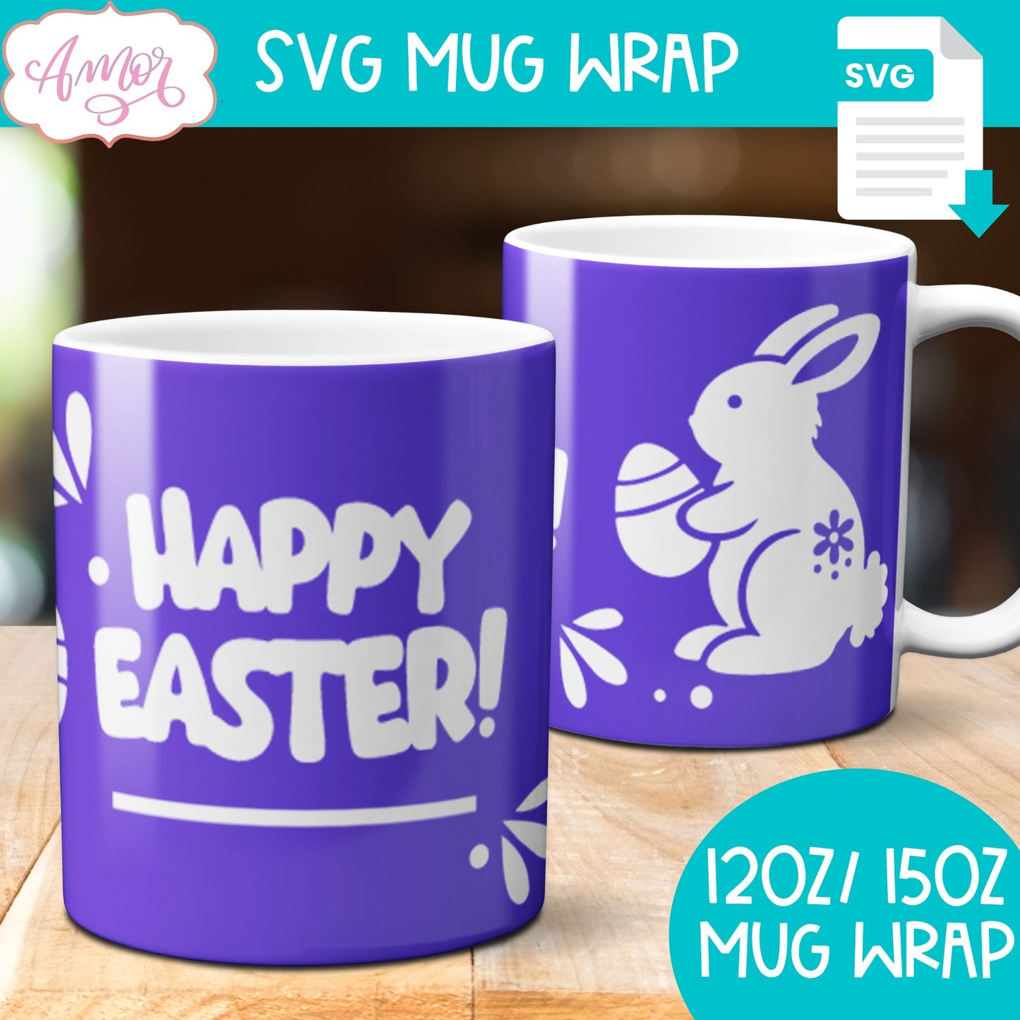 Cute Easter Mug Wrap SVG for Cricut infusible ink