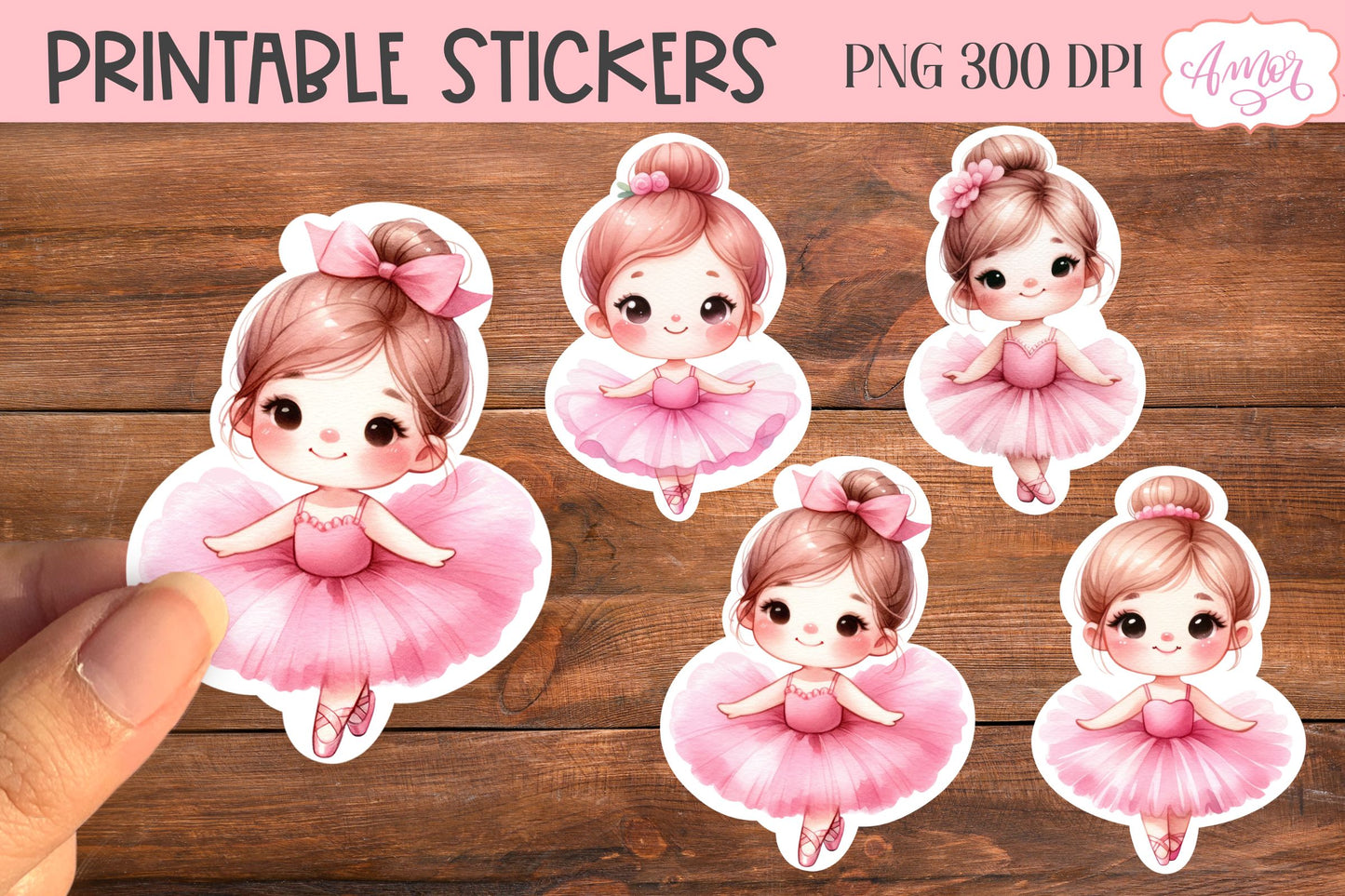 Cute ballerina stickers for Cricut Print and Cut