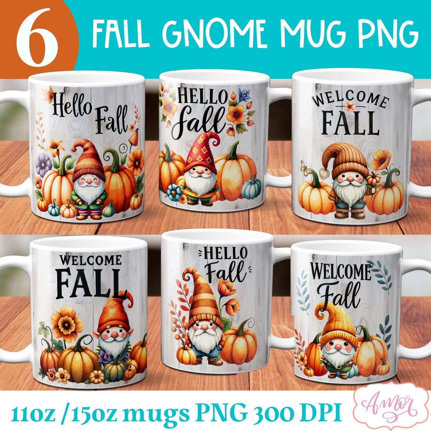 Fall mug wraps for sublimation BUNDLE 11oz 15oz