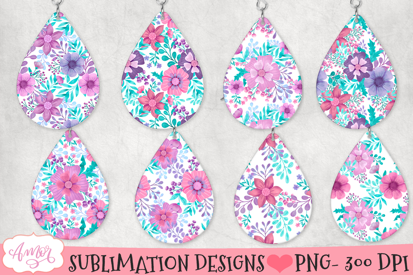 Spring floral Teardrop earring sublimation Bundle