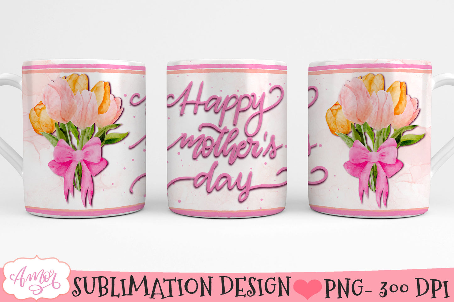 Happy Mother's day mug wraps set for sublimation