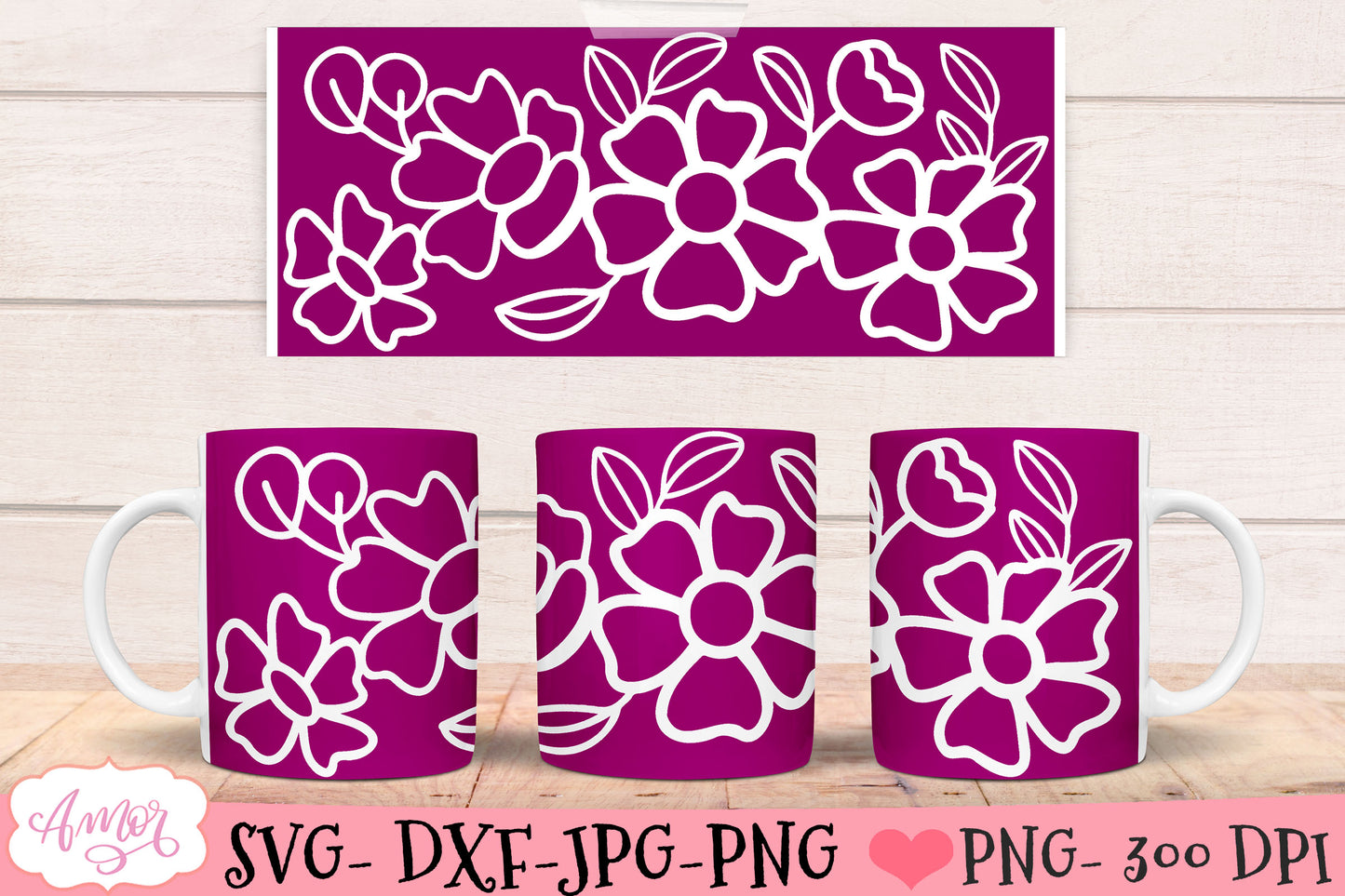 Floral mug wrap SVG for infusible ink Spring 12oz mug SVG
