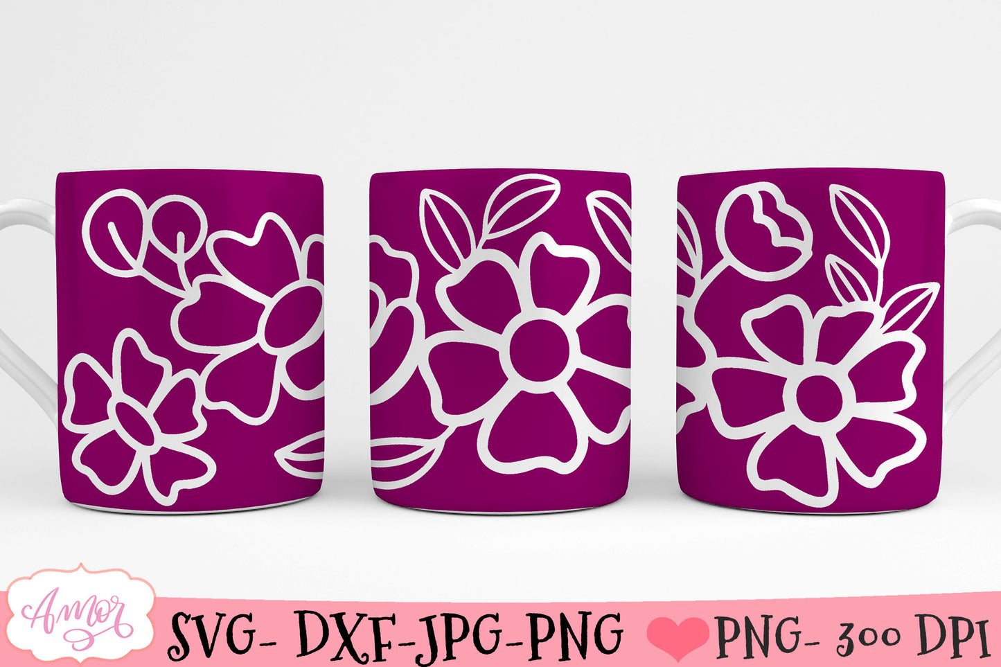 Floral mug wrap SVG for infusible ink Spring 12oz mug SVG