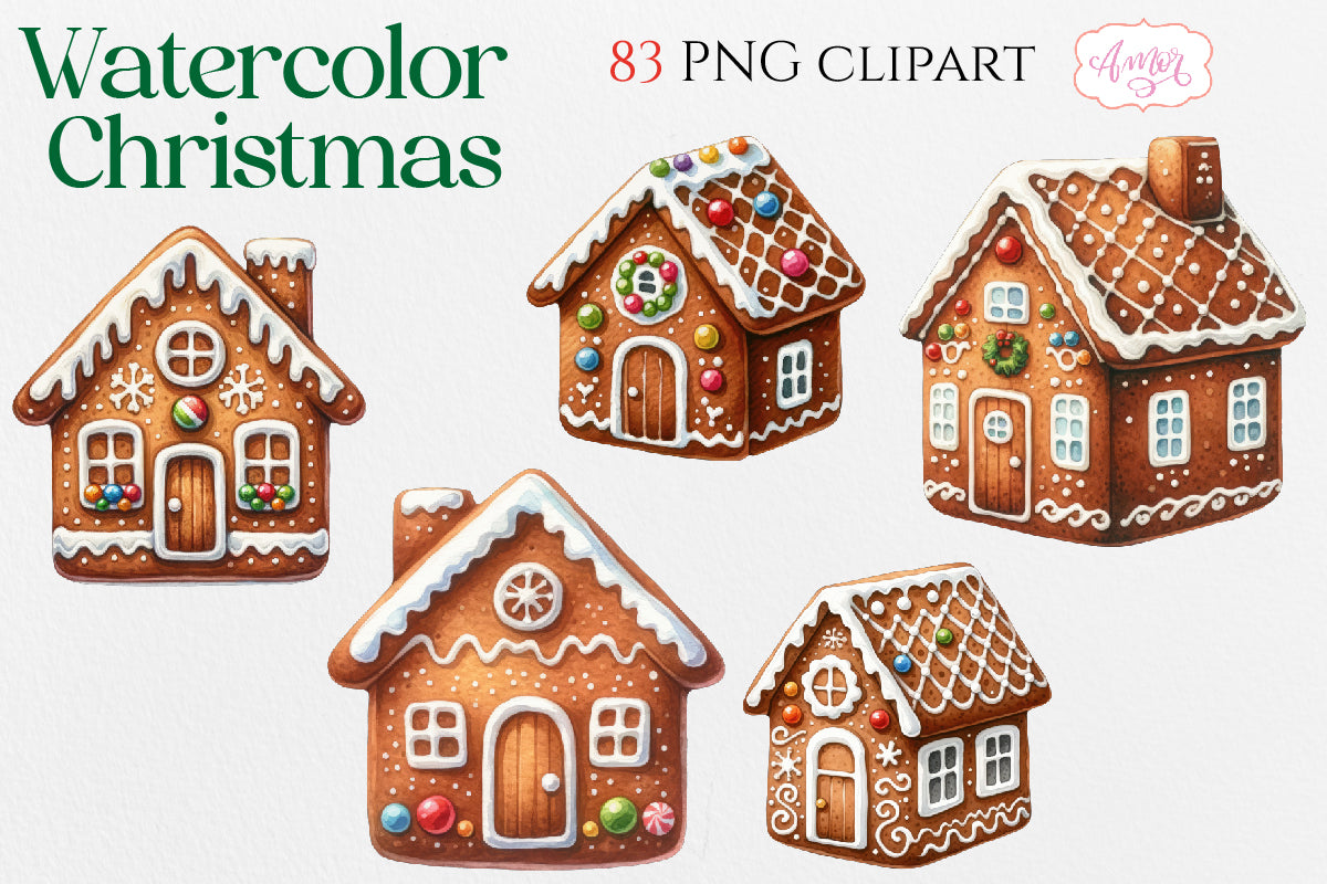 Watercolor Christmas PNG clipart BUNDLE
