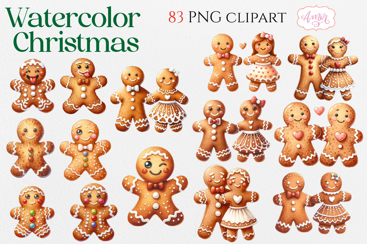 Watercolor Christmas PNG clipart BUNDLE