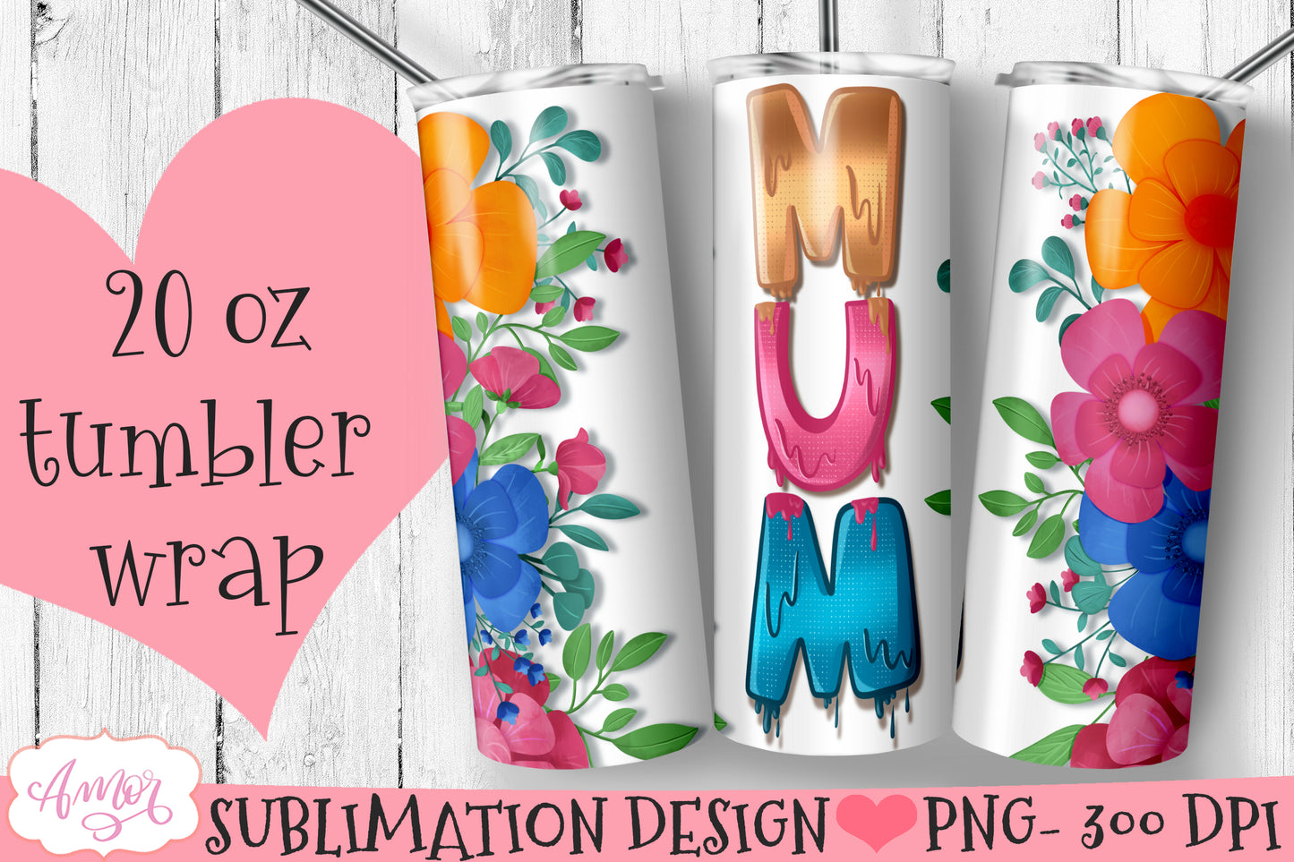 Mum tumbler wraps for sublimation BUNDLE | Mother's day PNG