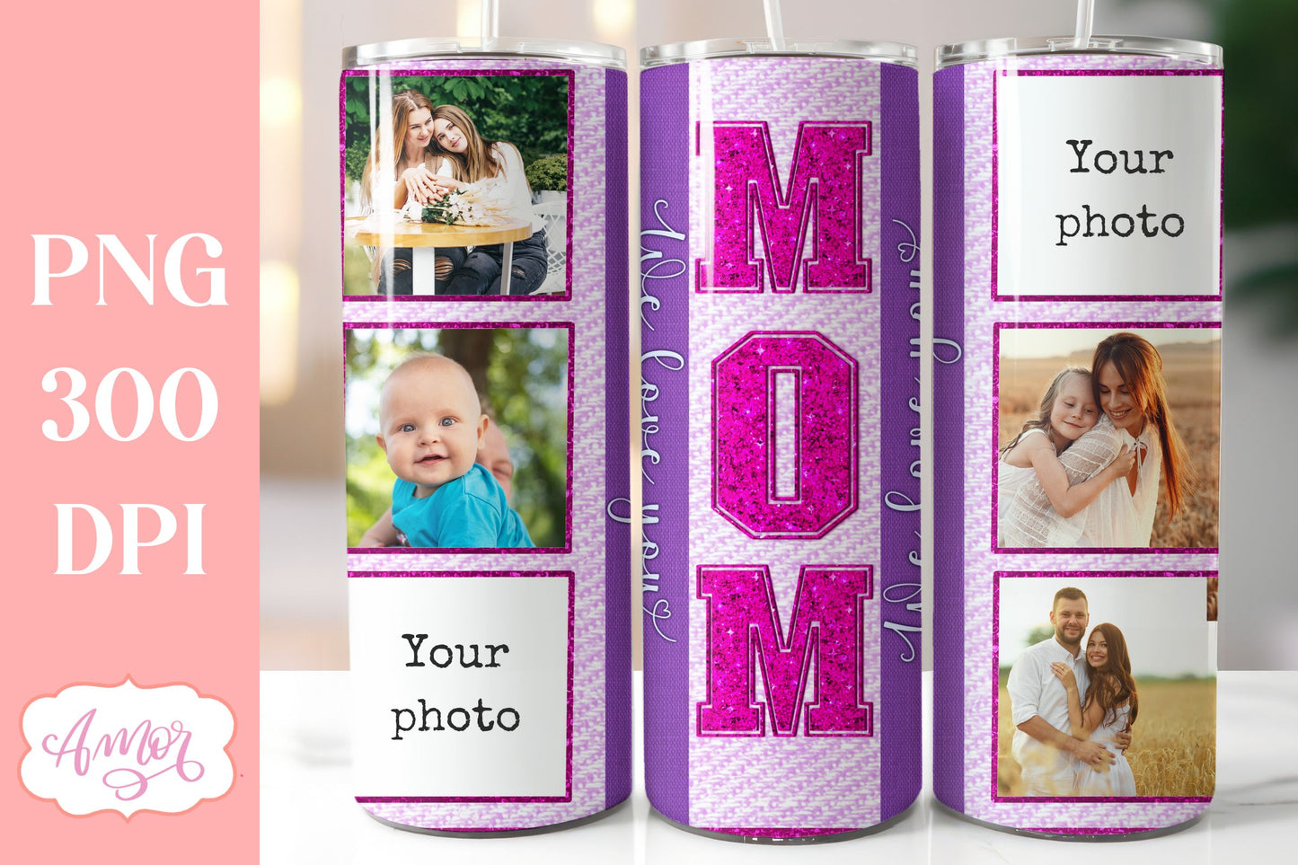 Mom Photo tumbler template Sublimation PNG | Mother's day