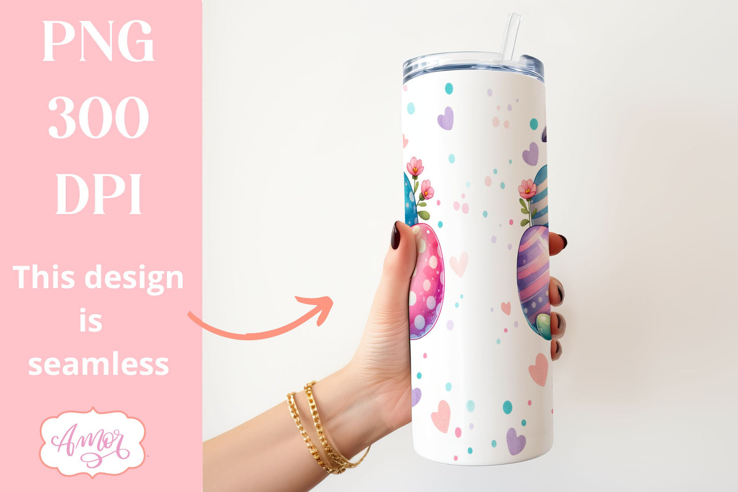 Easter Bunny tumbler wrap PNG for sublimation | Happy Easter