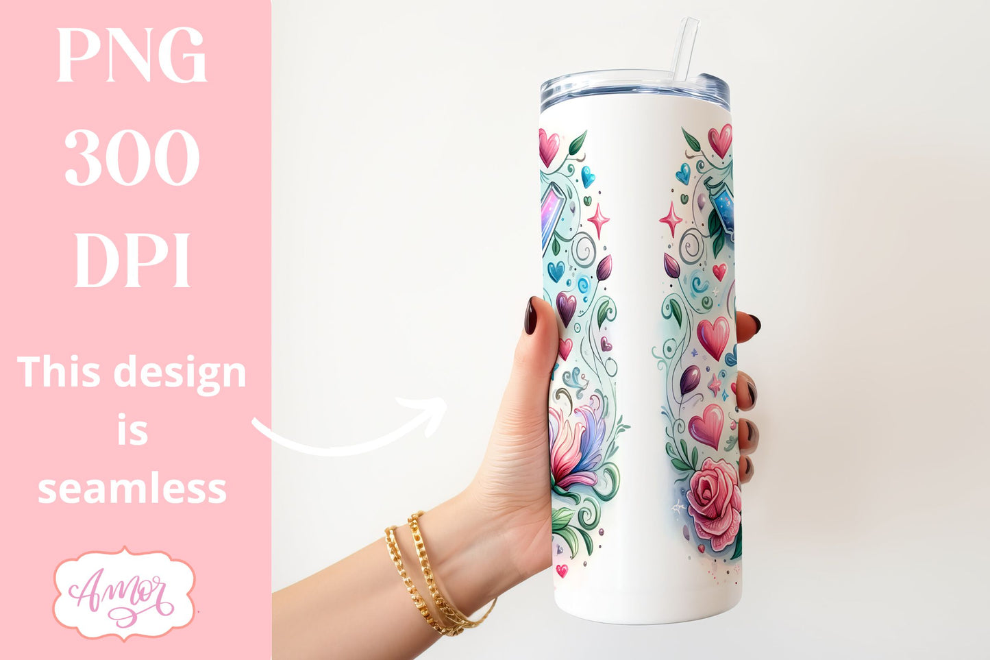 Love Potion tumbler wrap | Valentine's Day sublimation PNG