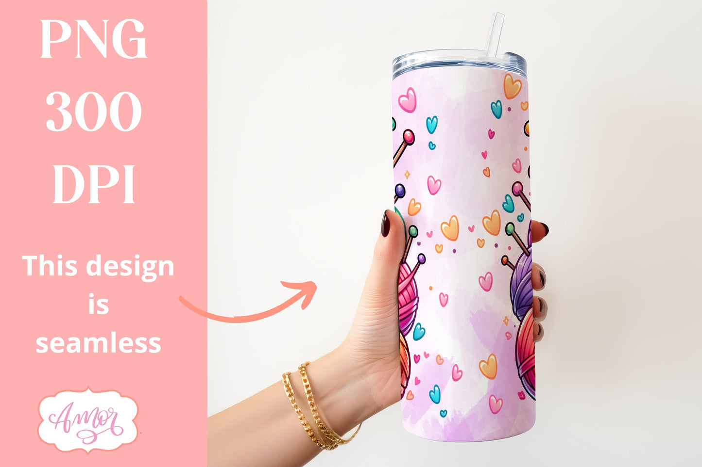 Yarn addict Tumbler wrap sublimation PNG | Knitter tumbler