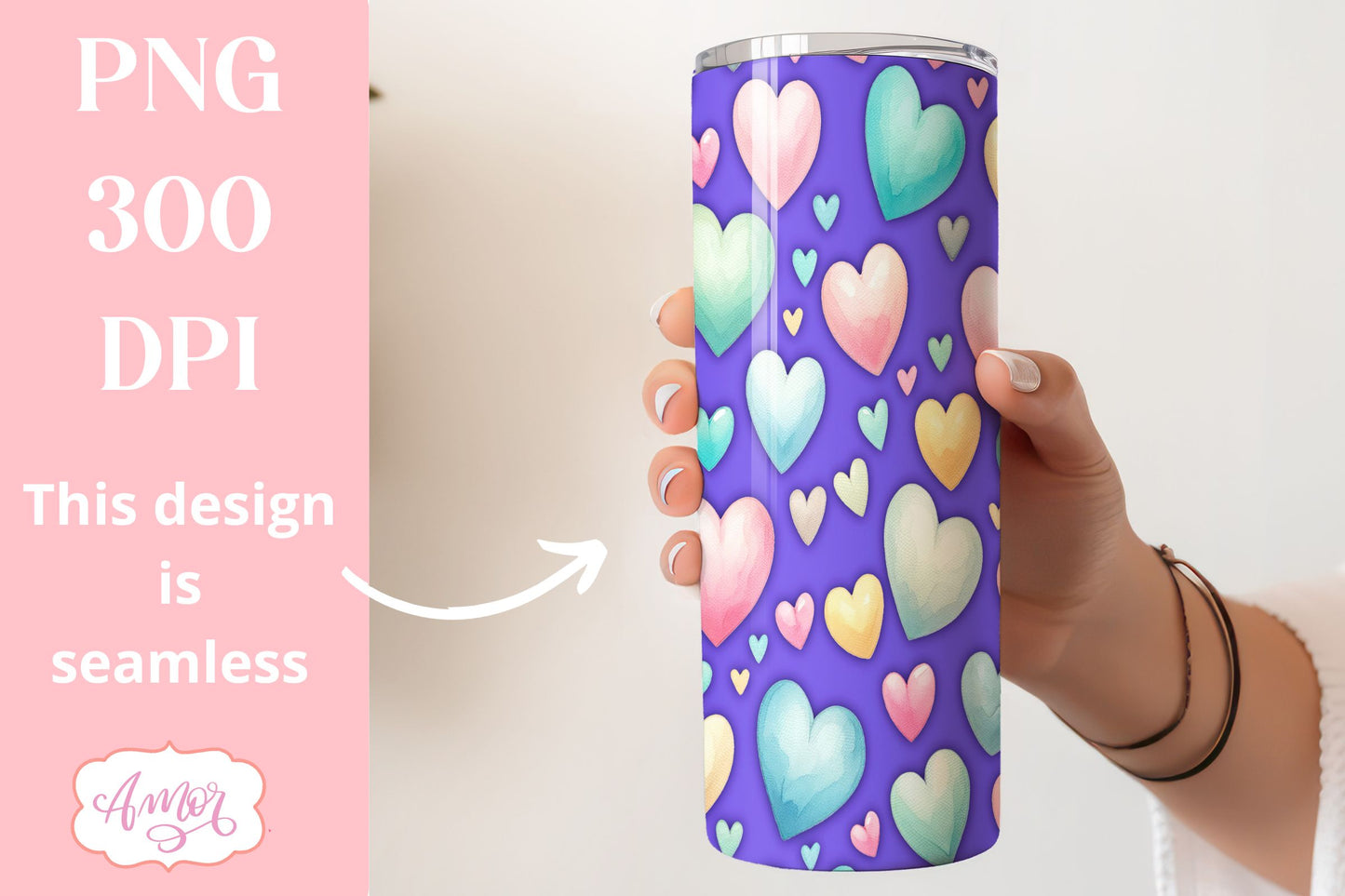 BUNDLE hearts tumbler wraps PNG sublimation Valentine's day