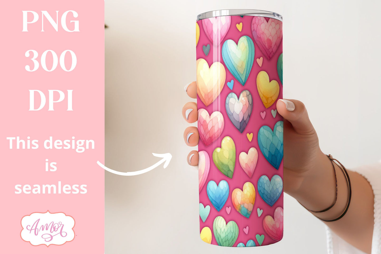 BUNDLE hearts tumbler wraps PNG sublimation Valentine's day