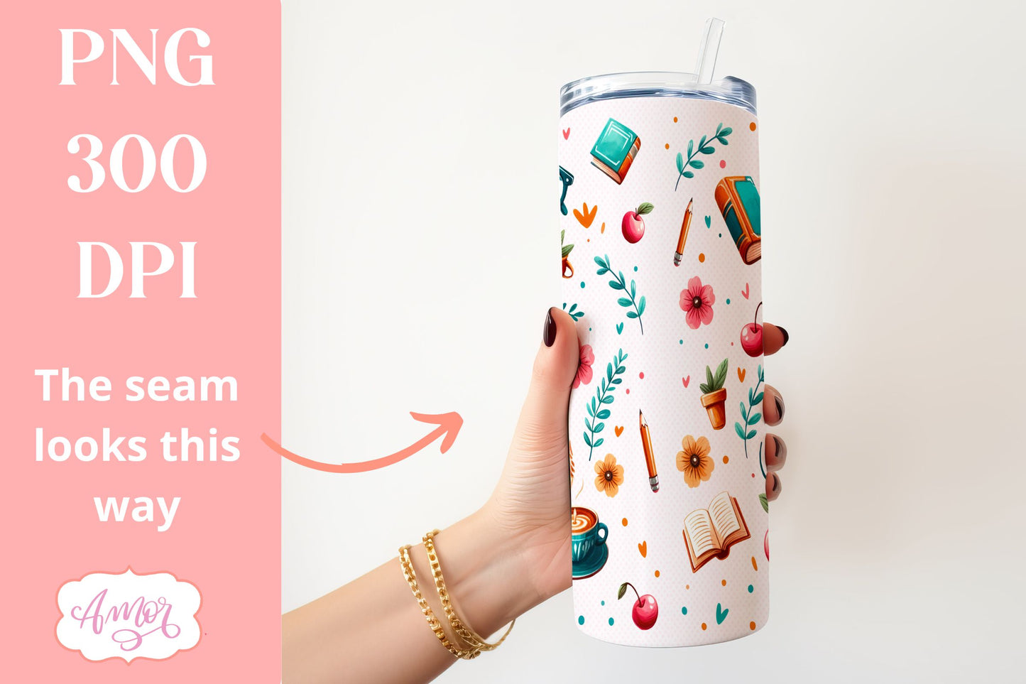Book lover tumbler wrap sublimation PNG | Just one chapter