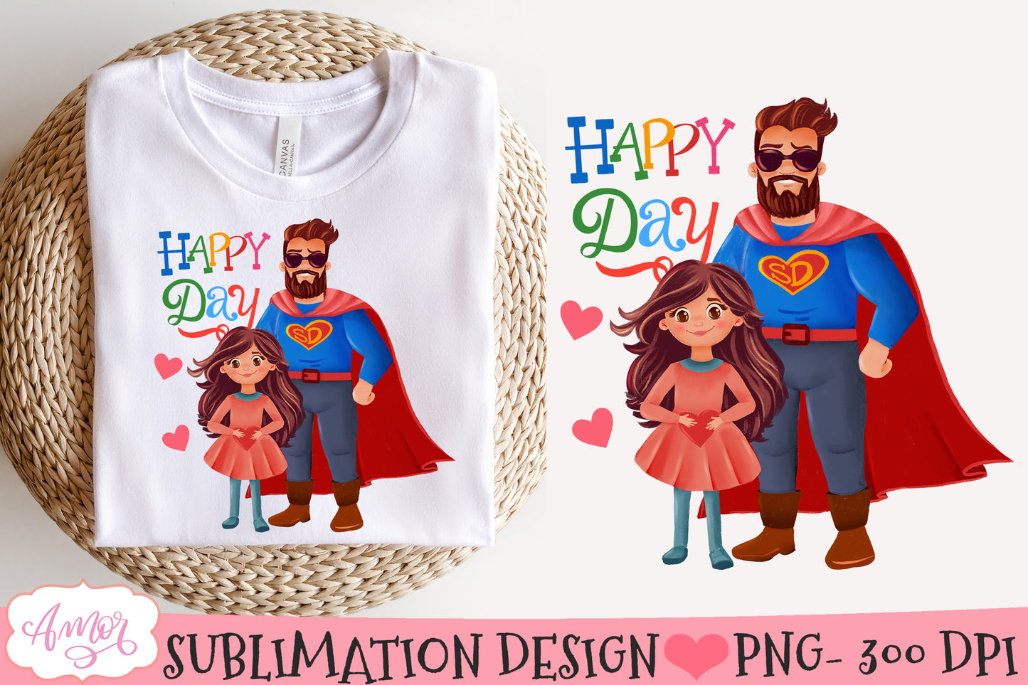 Super Dad and daughter sublimation designs for Father's Day