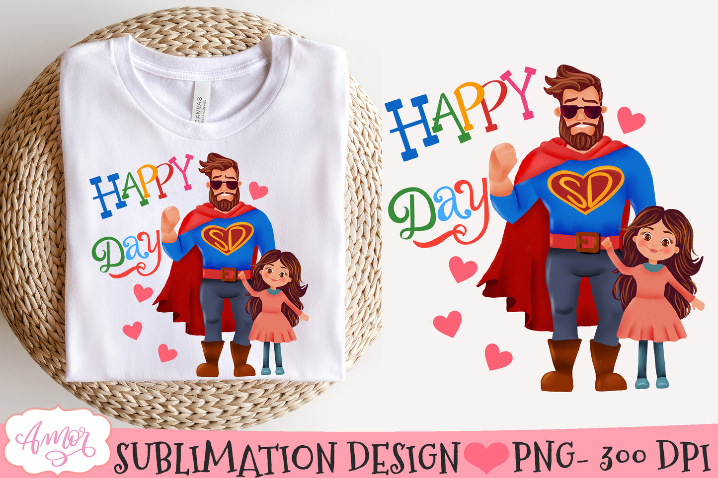Super Dad and daughter sublimation designs for Father's Day