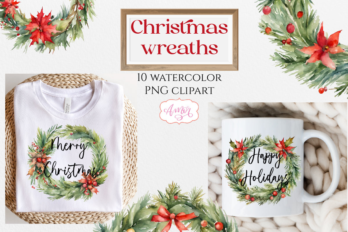 Christmas wreaths PNG clipart transparent background