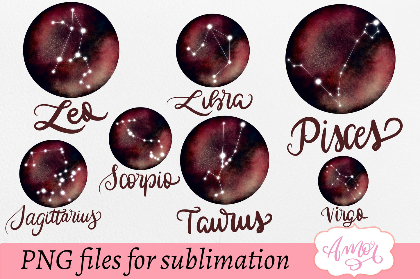 BUNDLE Zodiac signs sublimation design