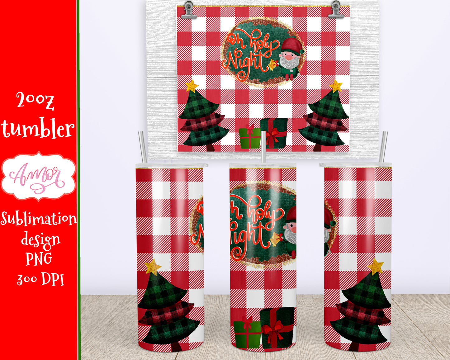 Christmas sublimation design for 20oz skinny tumbler