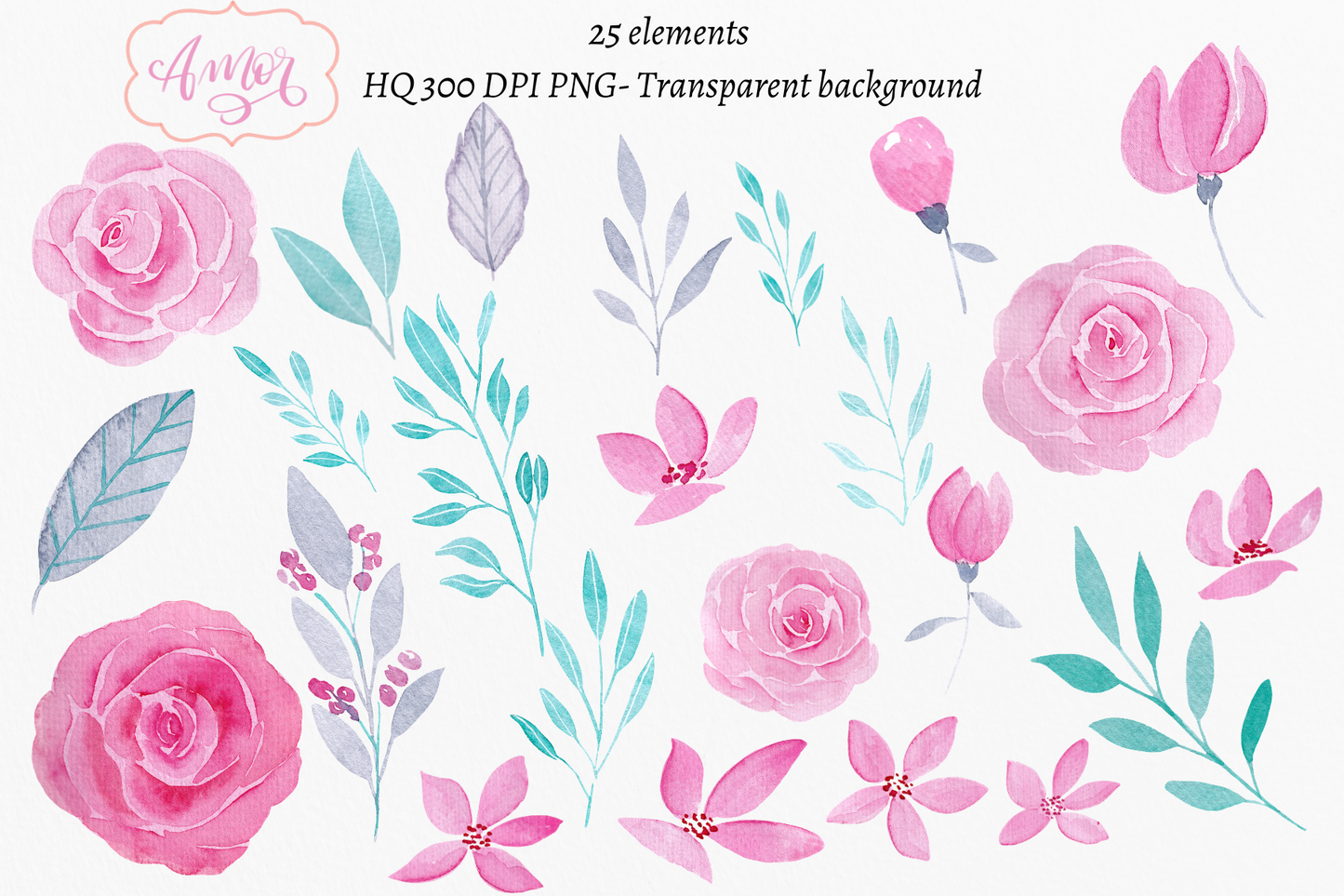 Hand painted floral graphics for invitations