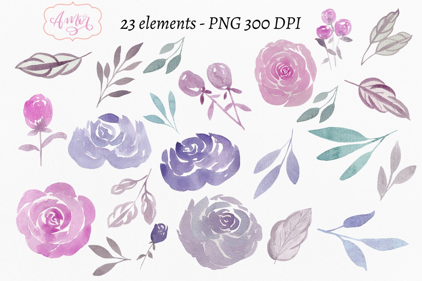 Watercolor Floral Clipart "Becca"