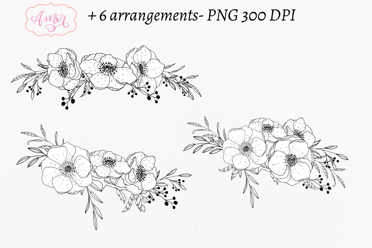 Anemone Wedding Flowers Clipart