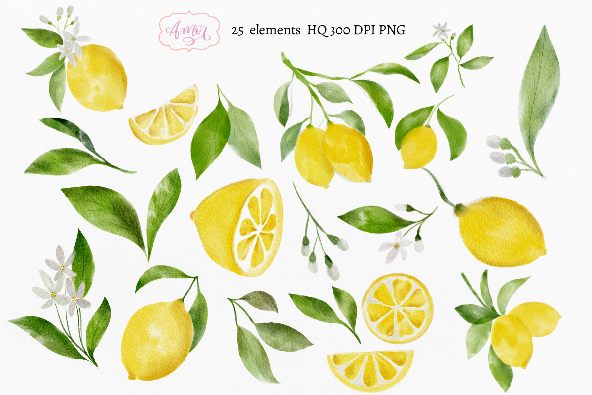Watercolor Lemon Clipart