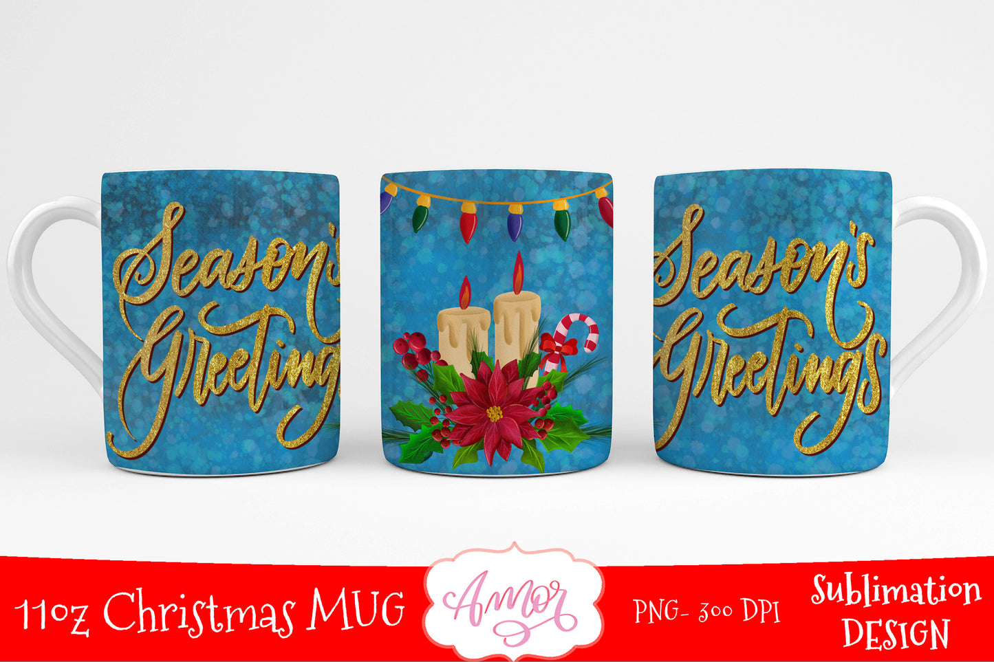 Set of 2 Christmas Sublimation design for 11oz mugs