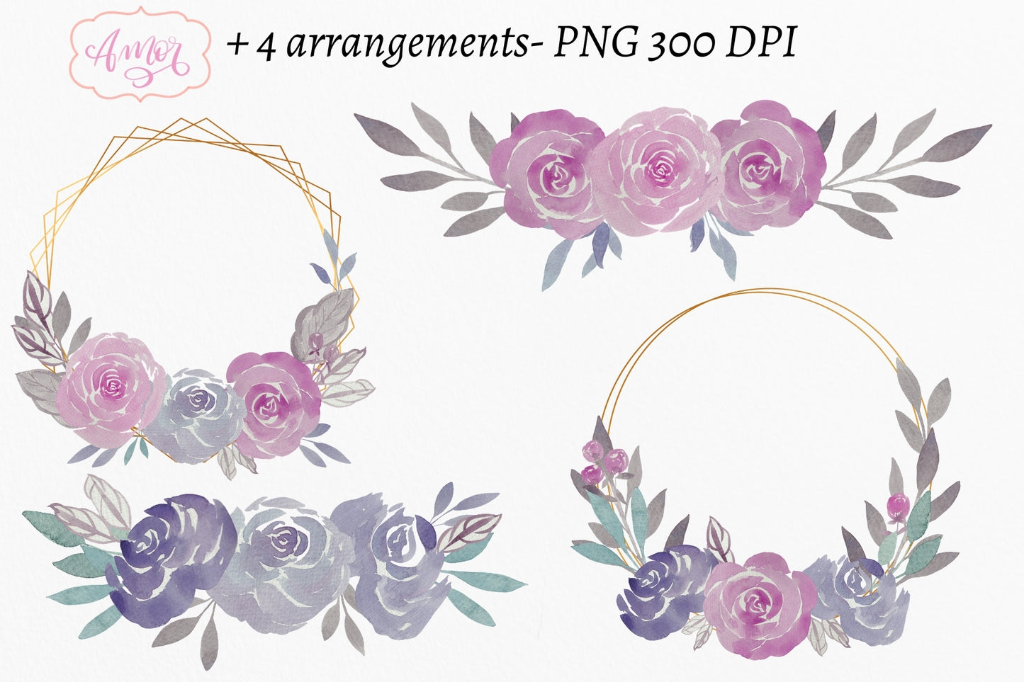 Watercolor Floral Clipart "Becca"