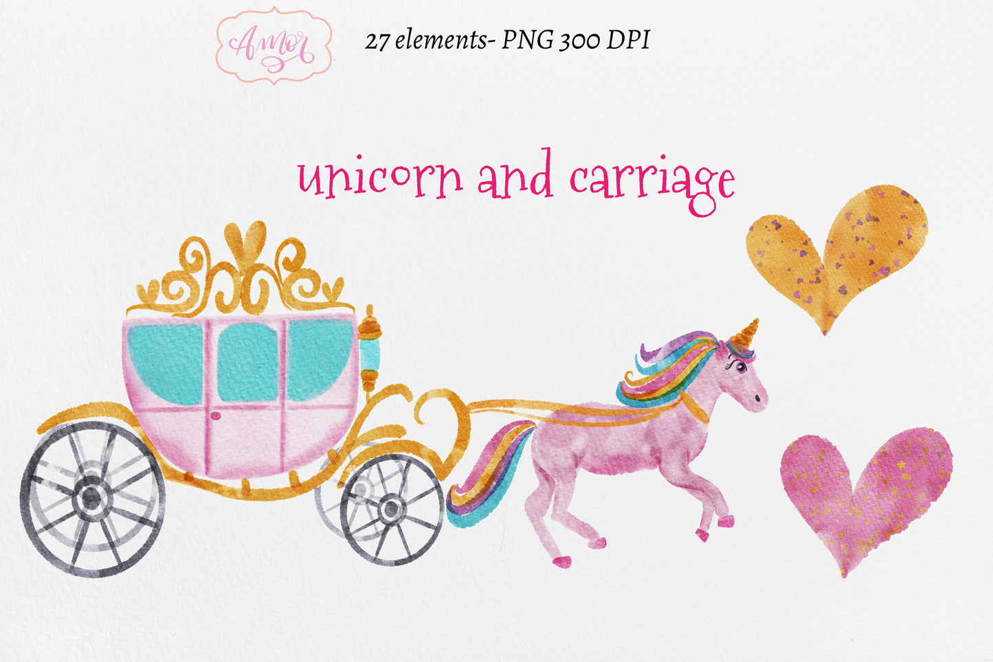 Watercolor Princess Clipart for invitations